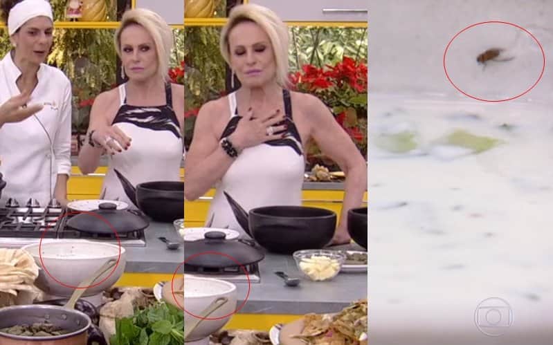 Ana Maria Braga percebe barata dentro da comida (Foto: Reprodução/Globo) Ana Maria Braga percebe barata dentro da comida (Foto: Reprodução/Globo)