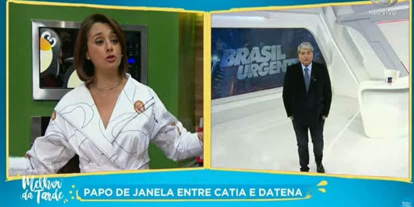 "Tá na companhia de Deus", Datena surge aos estúdios da Band e revela estado de saúde do filho à Catia Fonseca "Tá na companhia de Deus", Datena surge aos estúdios da Band e revela estado de saúde do filho à Catia Fonseca