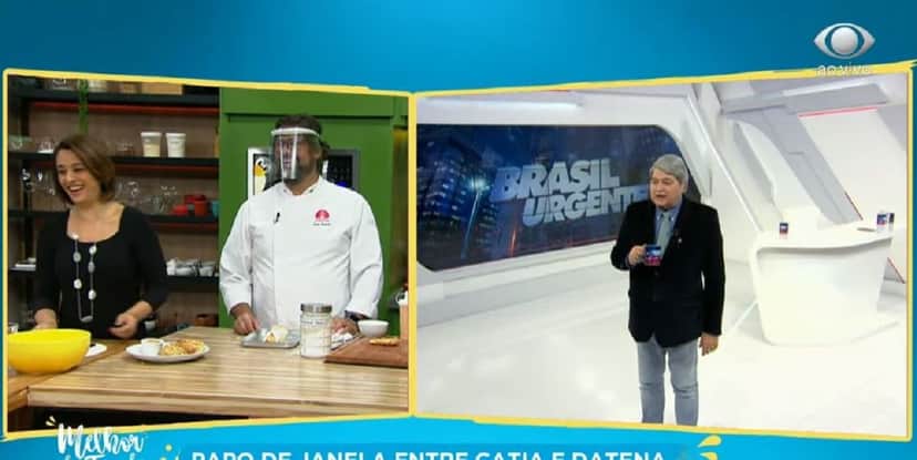 Apresentador e Catia Fonseca na Band (Foto: Reprodução) Apresentador e Catia Fonseca na Band (Foto: Reprodução)