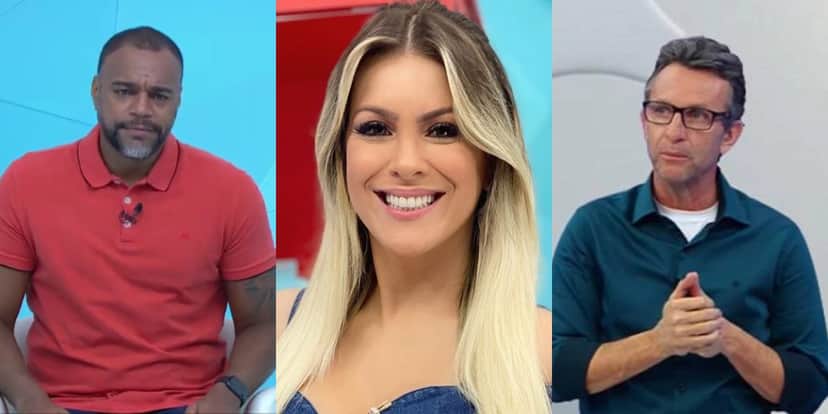 Denílson, Renata Fan e Neto guerreiam nos bastidores (Foto: Reprodução/Band) Denílson, Renata Fan e Neto guerreiam nos bastidores (Foto: Reprodução/Band)