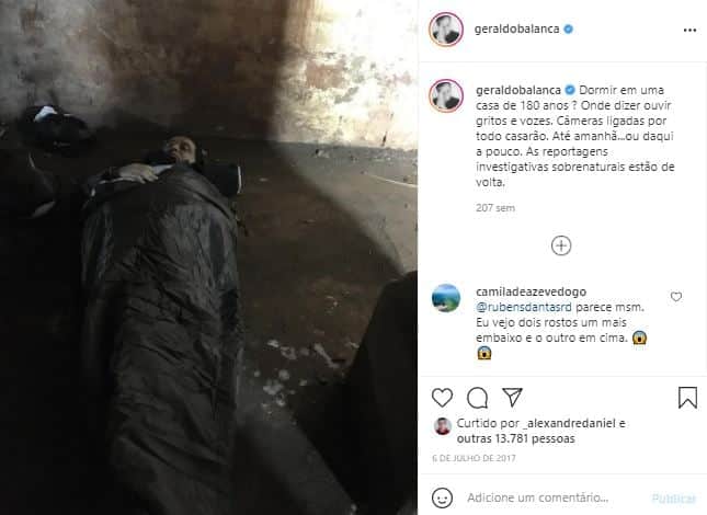 Geraldo Luís pálido dentro de saco em casa assombrada (Foto: Reprodução/Instagram) Geraldo Luís pálido dentro de saco em casa assombrada (Foto: Reprodução/Instagram)