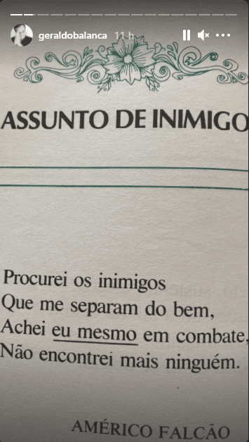 Geraldo Luís compartilha trecho de livro e deixa uma reflexão aos seguidores (Foto: Reprodução) Geraldo Luís compartilha trecho de livro e deixa uma reflexão aos seguidores (Foto: Reprodução)