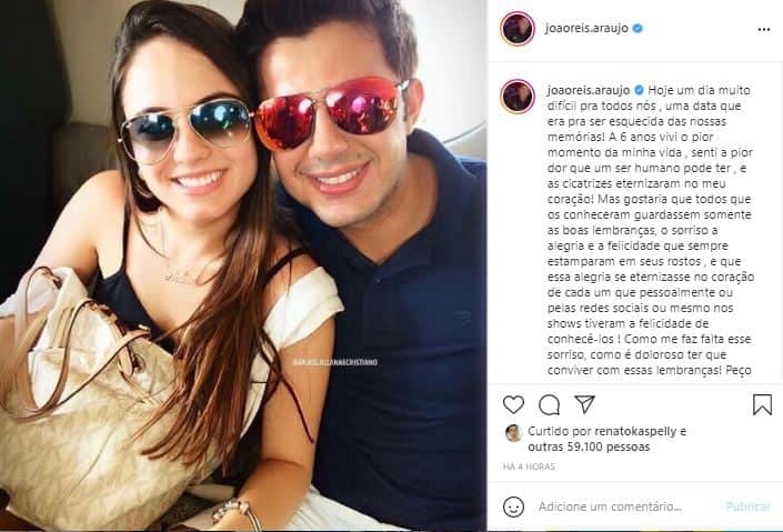 João Reis compartilhou imagem de Cristiano Araújo com Allana Moraes (Foto: Reprodução/Instagram) João Reis compartilhou imagem de Cristiano Araújo com Allana Moraes (Foto: Reprodução/Instagram)