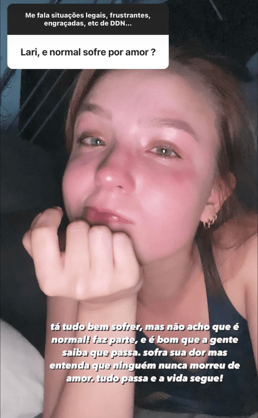 Larissa Manoela surgiu aos prantos ao aconselhar seguidora que terminou o namoro (Foto: Reprodução) Larissa Manoela surgiu aos prantos ao aconselhar seguidora que terminou o namoro (Foto: Reprodução)