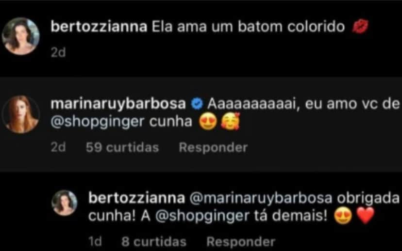 Marina Ruy Barbosa em conversa com a sua cunhada (Imagem: Reprodução) Marina Ruy Barbosa em conversa com a sua cunhada (Imagem: Reprodução)