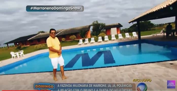 Piscina gigante de Marrone (Foto: Reprodução/Record) Piscina gigante de Marrone (Foto: Reprodução/Record)
