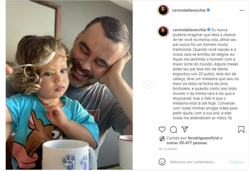 Carmo Dalla Vecchia e filho, Pedro (Reprodução) Carmo Dalla Vecchia e filho, Pedro (Reprodução)