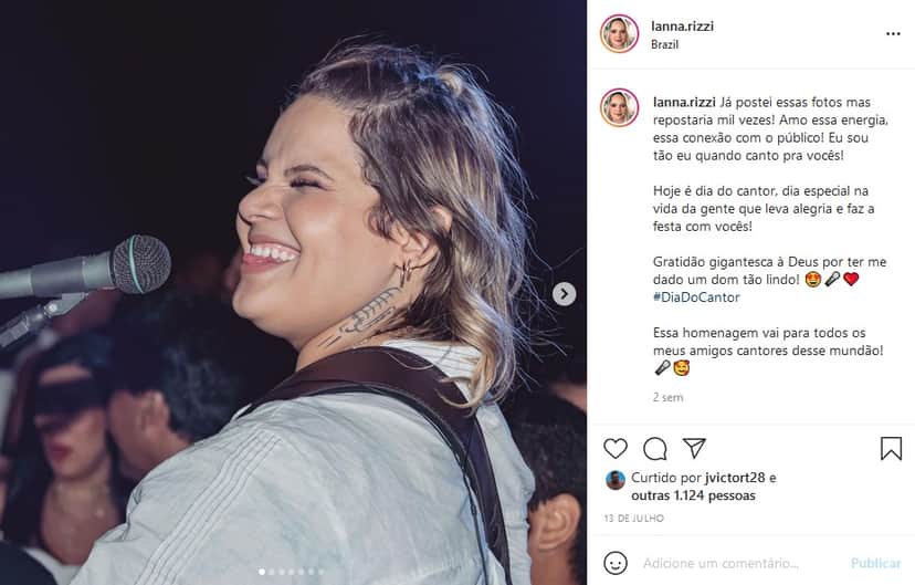 Última publicação feita por Lanna Rizzi em sua rede social (Imagem: Reprodução) Última publicação feita por Lanna Rizzi em sua rede social (Imagem: Reprodução)