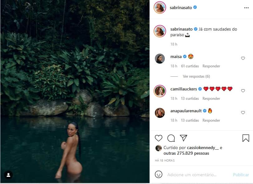 Sabrina Sato completamente nua em rio (Imagem: Reprodução) Sabrina Sato completamente nua em rio (Imagem: Reprodução)