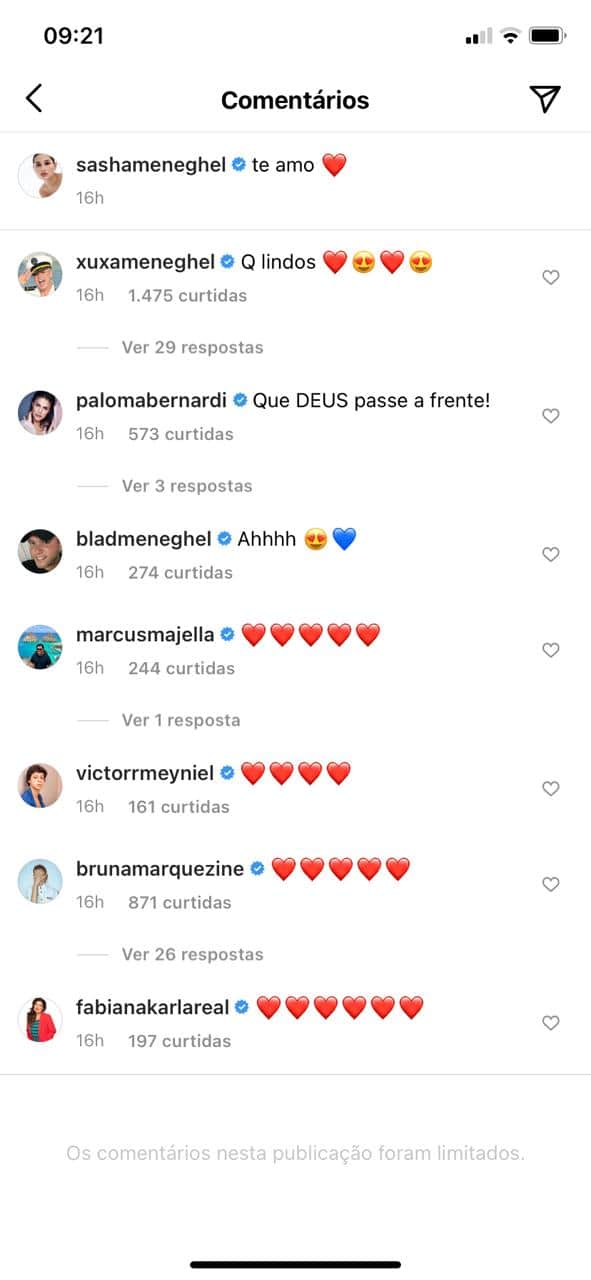 Xuxa manda recado para Sasha e Luciano Szafir nas redes sociais (Reprodução) Xuxa manda recado para Sasha e Luciano Szafir nas redes sociais (Reprodução)