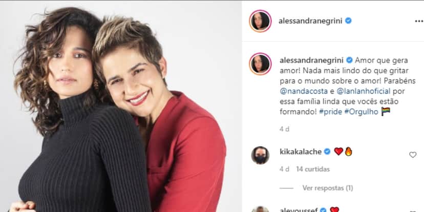 Alessandra Negrini comemorou gravidez de Nanda Costa (Foto: Reprodução) Alessandra Negrini comemorou gravidez de Nanda Costa (Foto: Reprodução)