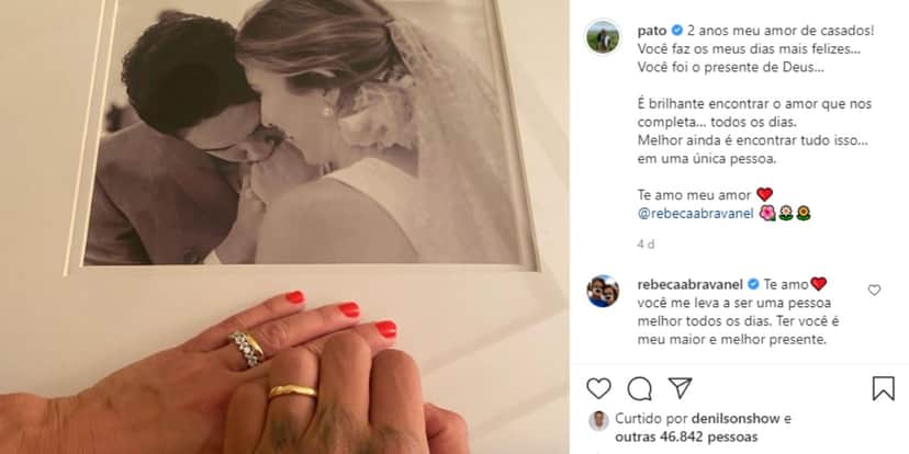 Alexandre Pato usou as redes sociais para comemorar casamento com Rebeca Abravanel (Foto: Reprodução) Alexandre Pato usou as redes sociais para comemorar casamento com Rebeca Abravanel (Foto: Reprodução)