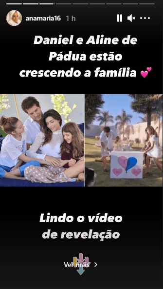 Ana Maria postou a informação em seus stories do Instagram Ana Maria postou a informação em seus stories do Instagram