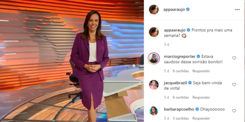 Ana Paula Araújo retoma a programação da TV Globo (Foto: Reprodução) Ana Paula Araújo retoma a programação da TV Globo (Foto: Reprodução)