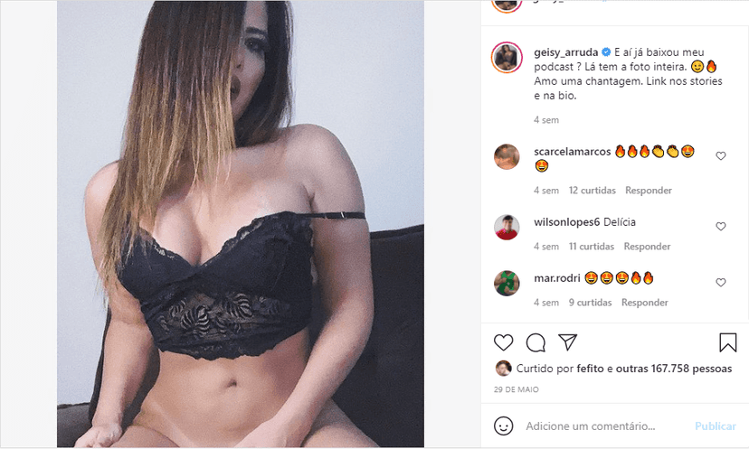Geisy Arruda usou as redes sociais para postar foto ousada e chamou a atenção com ousadia (Foto: Reprodução) Geisy Arruda usou as redes sociais para postar foto ousada e chamou a atenção com ousadia (Foto: Reprodução)