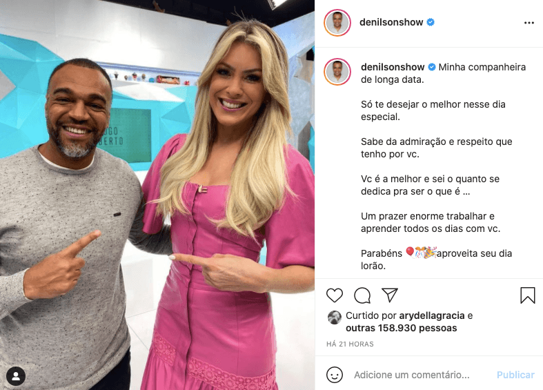 Denílson faz homenagem para Renata Fan - Reprodução Denílson faz homenagem para Renata Fan - Reprodução
