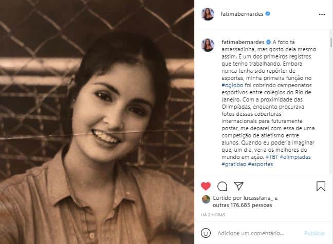 Fátima Bernardes relembrou o início da carreira em post (Foto: Reprodução/Instagram) Fátima Bernardes relembrou o início da carreira em post (Foto: Reprodução/Instagram)