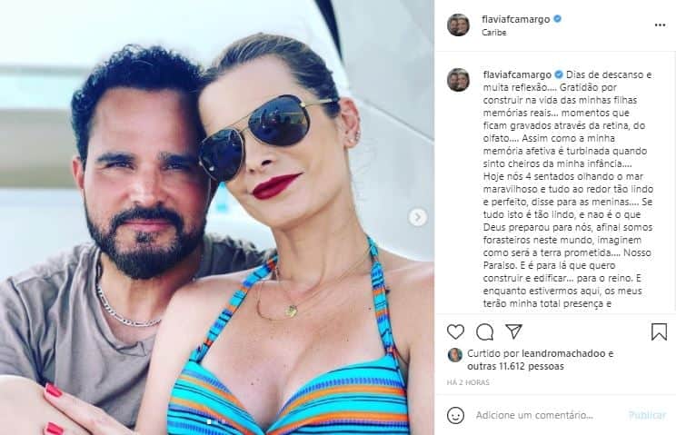 Flávia Fonseca fez post nas redes sociais com Luciano Camargo (Foto: Reprodução/Instagram) Flávia Fonseca fez post nas redes sociais com Luciano Camargo (Foto: Reprodução/Instagram)