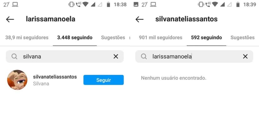 Silvana deixou de seguir a filha nas redes sociais (Foto: Reprodução) Silvana deixou de seguir a filha nas redes sociais (Foto: Reprodução)