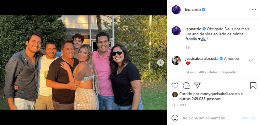 Leonardo reunião os seis filhos no dia de seu aniversário (Foto: Reprodução) Leonardo reunião os seis filhos no dia de seu aniversário (Foto: Reprodução)