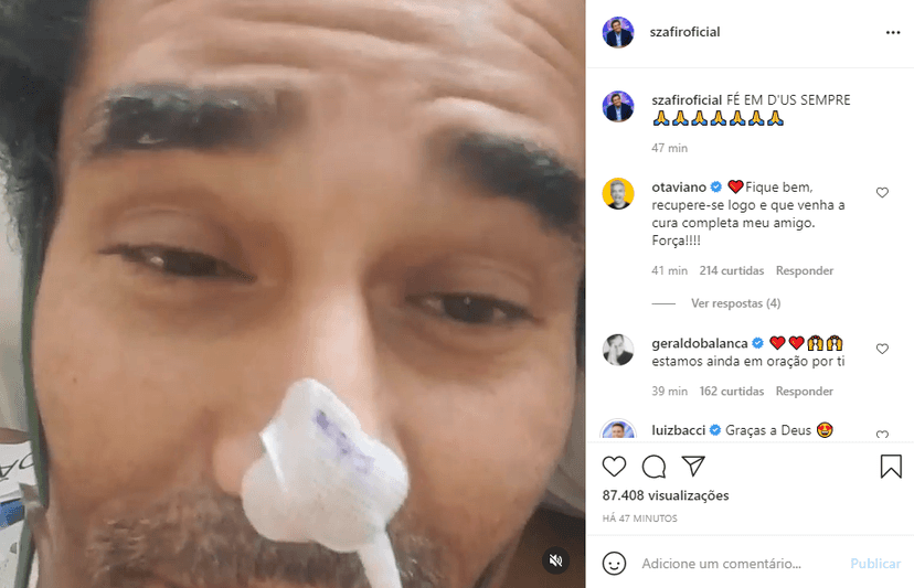 Luciano Szafir apareceu em vídeo falando sobre seu estado de saúde (Foto: Reprodução) Luciano Szafir apareceu em vídeo falando sobre seu estado de saúde (Foto: Reprodução)