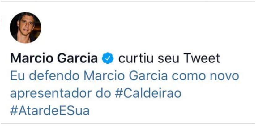 O apresentador Márcio Garcia surpreendeu O apresentador Márcio Garcia surpreendeu