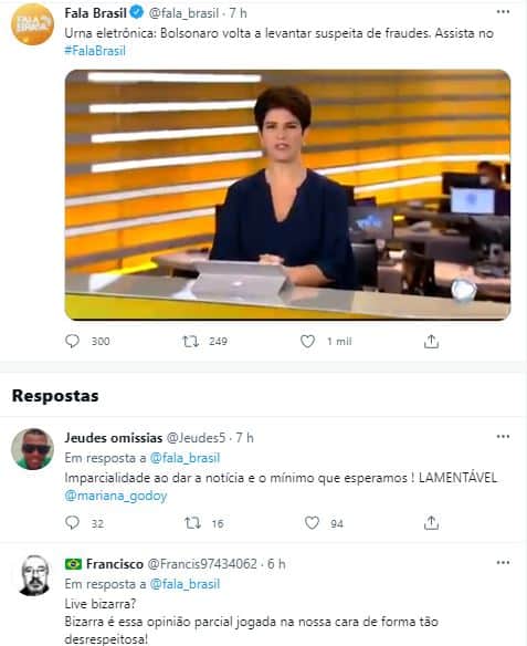 Mariana Godoy criticou o presidente Bolsonaro no "Fala Brasil" (Foto: Reprodução/Record) Mariana Godoy criticou o presidente Bolsonaro no "Fala Brasil" (Foto: Reprodução/Record)