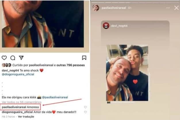 Filho de Diogo Nogueira entrega romance do pai com Paolla Oliveira - Reprodução