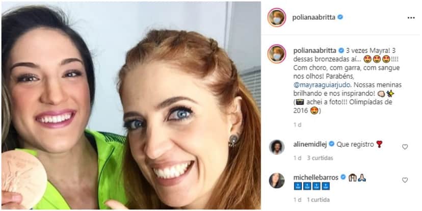 Poliana Abritta comemorou medalha - Foto: Captura de tela /Instagram Poliana Abritta comemorou medalha - Foto: Captura de tela /Instagram