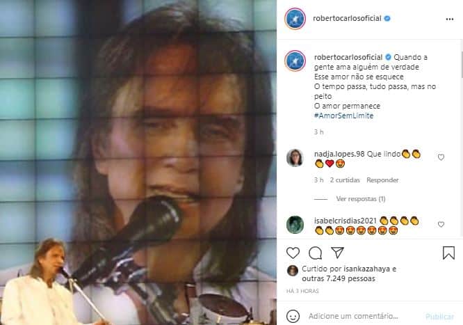 Roberto Carlos fez publicação romântica nas redes sociais (Foto: Reprodução/Instagram) Roberto Carlos fez publicação romântica nas redes sociais (Foto: Reprodução/Instagram)
