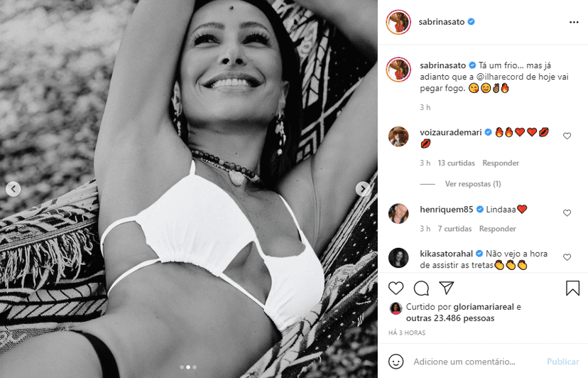 Sabrina Sato recebeu uma chuva de elogios por conta de seu corpo escultural e definido (Foto: Reprodução) Sabrina Sato recebeu uma chuva de elogios por conta de seu corpo escultural e definido (Foto: Reprodução)