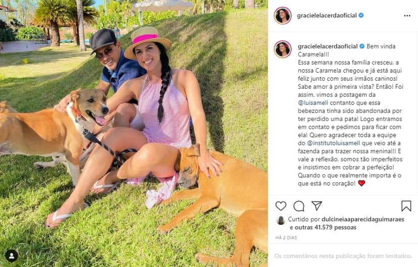 Graciele Lacerda e Zezé anunciam chegada de novo membro na família (Foto: Reprodução) Graciele Lacerda e Zezé anunciam chegada de novo membro na família (Foto: Reprodução)