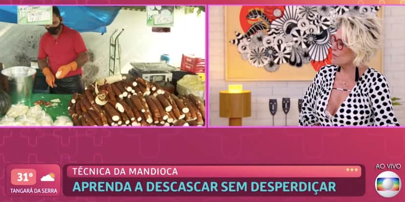Ana Maria vê mandioca de homem e é derrubada (Reprodução) Ana Maria vê mandioca de homem e é derrubada (Reprodução)