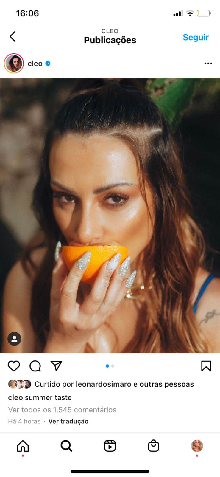 De acordo com Cleo, foto lembra verão (Reprodução) De acordo com Cleo, foto lembra verão (Reprodução)