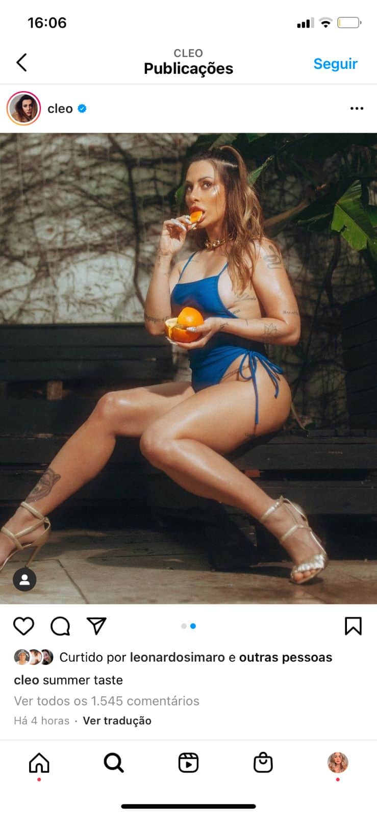 De acordo com Cleo, foto lembra verão (Reprodução) De acordo com Cleo, foto lembra verão (Reprodução)