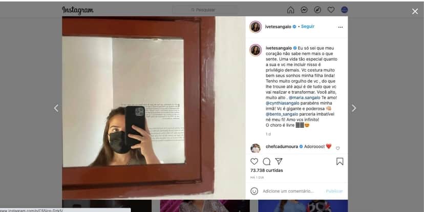 Ivete abre o coração para sobrinha. (Reprodução) Ivete abre o coração para sobrinha. (Reprodução)
