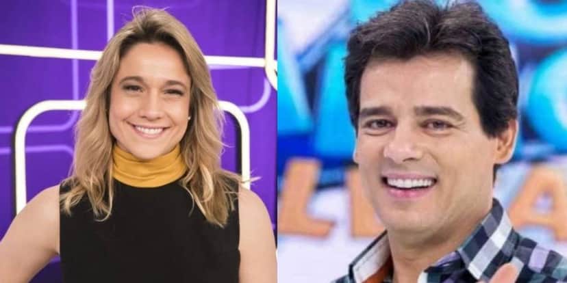 Fernanda Gentil da Globo e Celso Portiolli do SBT (Reprodução) Fernanda Gentil da Globo e Celso Portiolli do SBT (Reprodução)