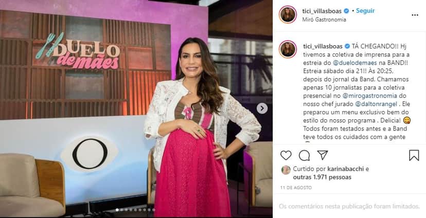 Ticiana Villas Boas celebrou seu retorno para a Band e fez anúncio bomba (Foto: Reprodução0 Ticiana Villas Boas celebrou seu retorno para a Band e fez anúncio bomba (Foto: Reprodução0