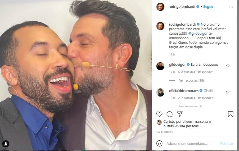 Rodrigo Lombardi se declarou para Gil nos bastidores do The Masked Singer (Foto: Reprodução) Rodrigo Lombardi se declarou para Gil nos bastidores do The Masked Singer (Foto: Reprodução)