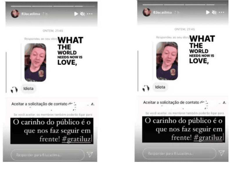 De acordo com mulher, Lucas Lima é idiota (Reprodução) De acordo com mulher, Lucas Lima é idiota (Reprodução)