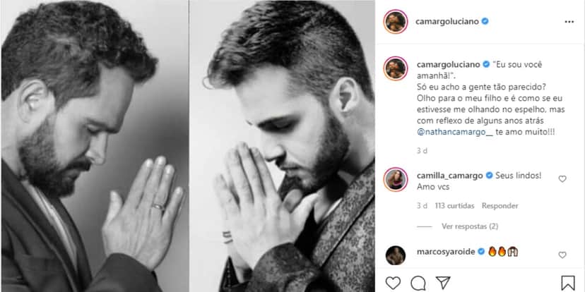 Ao lado de seu parceiro, Luciano Camargo surpreende ao fazer declaração (Foto: Reprodução) Ao lado de seu parceiro, Luciano Camargo surpreende ao fazer declaração (Foto: Reprodução)