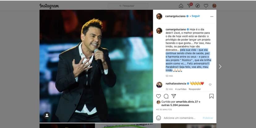 Luciano manda recado para Zezé (Reprodução) Luciano manda recado para Zezé (Reprodução)