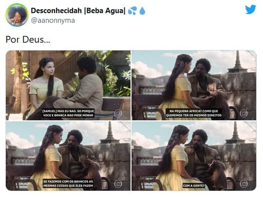 Cena da novela que gerou revolta no movimento negro (Imagem: Reprodução) Cena da novela que gerou revolta no movimento negro (Imagem: Reprodução)