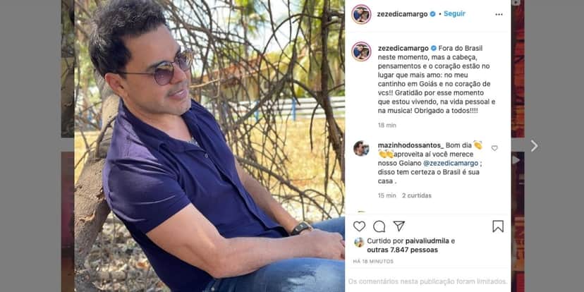 Zezé Di Camargo está aproveitando as belezas de Cancun (Reprodução) Zezé Di Camargo está aproveitando as belezas de Cancun (Reprodução)