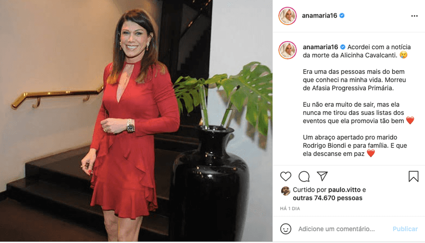 Ana Maria Braga faz homenagem à amiga - Reprodução Ana Maria Braga faz homenagem à amiga - Reprodução