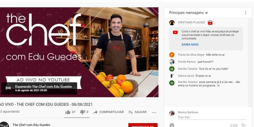 Após Edu Guedes confirmar grave acidente na Band, The Chef é tirado do ar em canal e preocupa Após Edu Guedes confirmar grave acidente na Band, The Chef é tirado do ar em canal e preocupa