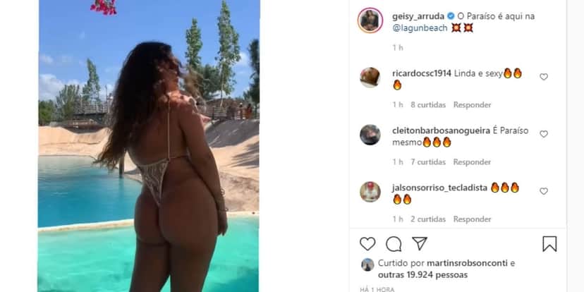 Geisy Arruda enfia fio-dental no limite, vira de costas em vídeo e escandaliza com parte íntima grande: "Delícia" Geisy Arruda enfia fio-dental no limite, vira de costas em vídeo e escandaliza com parte íntima grande: "Delícia"