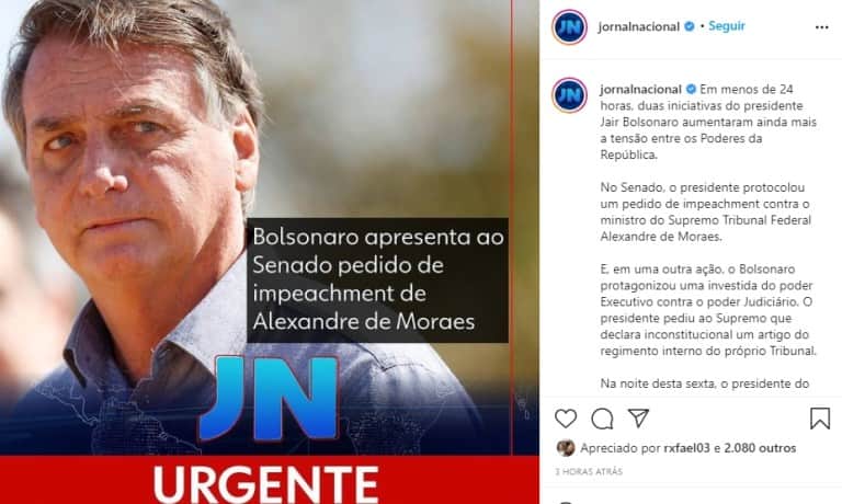 Jornal Nacional entra às pressas e anuncia impeachment - Foto: Reprodução) Jornal Nacional entra às pressas e anuncia impeachment - Foto: Reprodução)