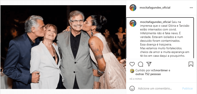 Nora de Tarcísio Meira e Glória Meneses dá detalhes de internação (Foto: Reprodução)