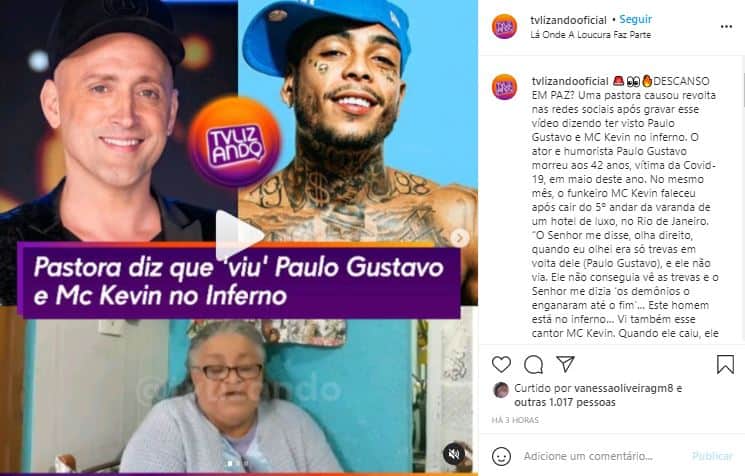 Pastora Nair fez revelação infernal sobre Paulo Gustavo e MC Kevin (Foto: Reprodução/Instagram) Pastora Nair fez revelação infernal sobre Paulo Gustavo e MC Kevin (Foto: Reprodução/Instagram)